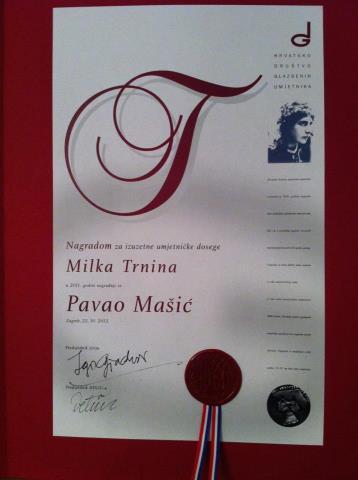 Pavao Mašić dobitnik nagrade Milka Trnina 