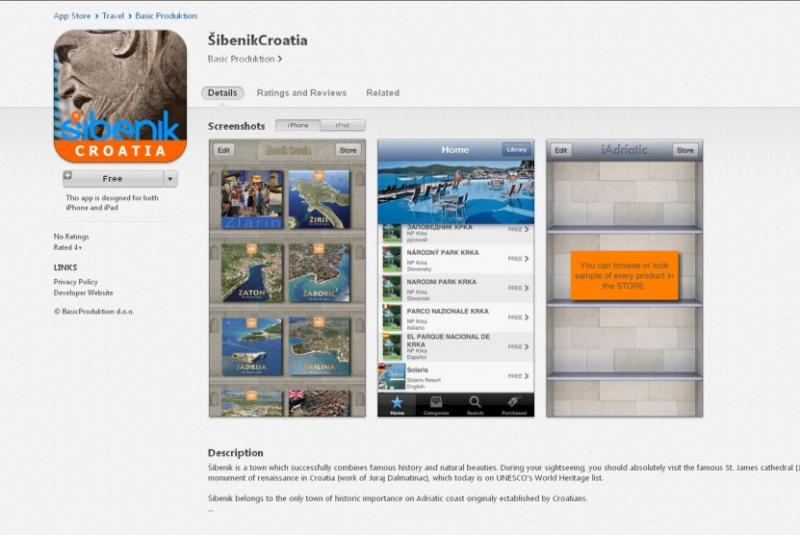 Izrađena aplikacija „Sibenik-Croatia“ za korisnike iPada i iPhonea