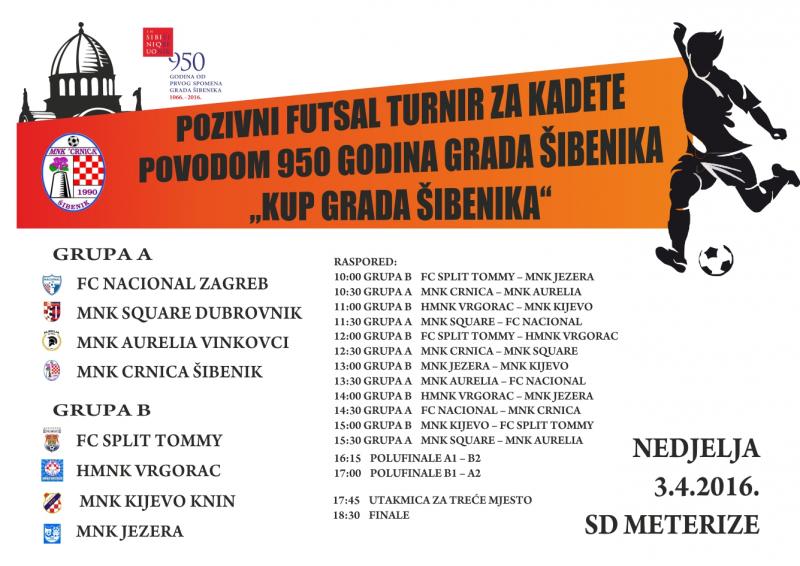 Pozivni futsal turnir za kadete „Kup Grada Šibenika“