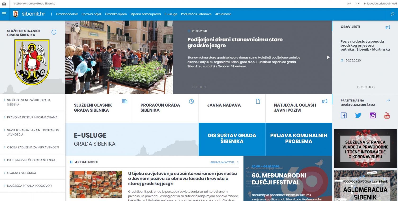 Novi izgled internetske stranice Grada Šibenika 
