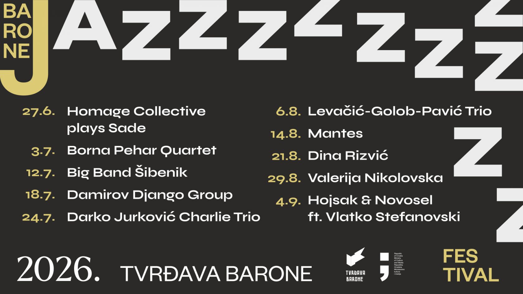 Novo izdanje Barone Jazz Festivala: Dva mjeseca vrhunske glazbe pod ljetnim nebom