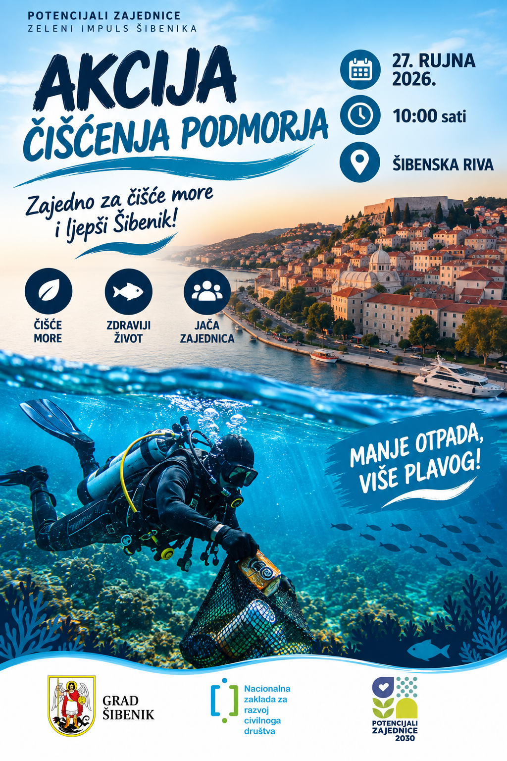 Grad Šibenik organizira akciju čišćenja podmorja na šibenskoj rivi