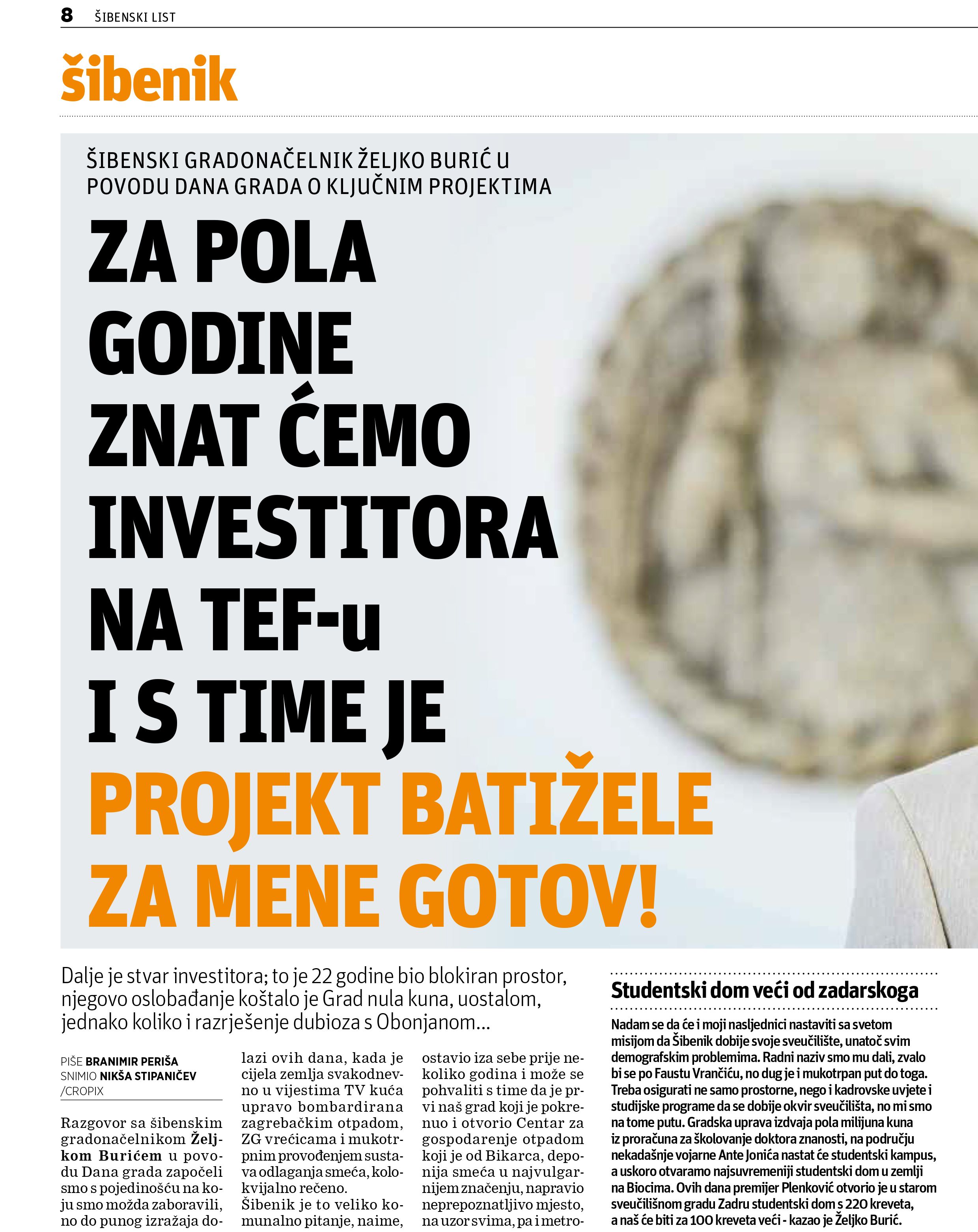 Za pola godine znat ćemo investitora na TEF-u i time je projekt Batižele za mene gotov