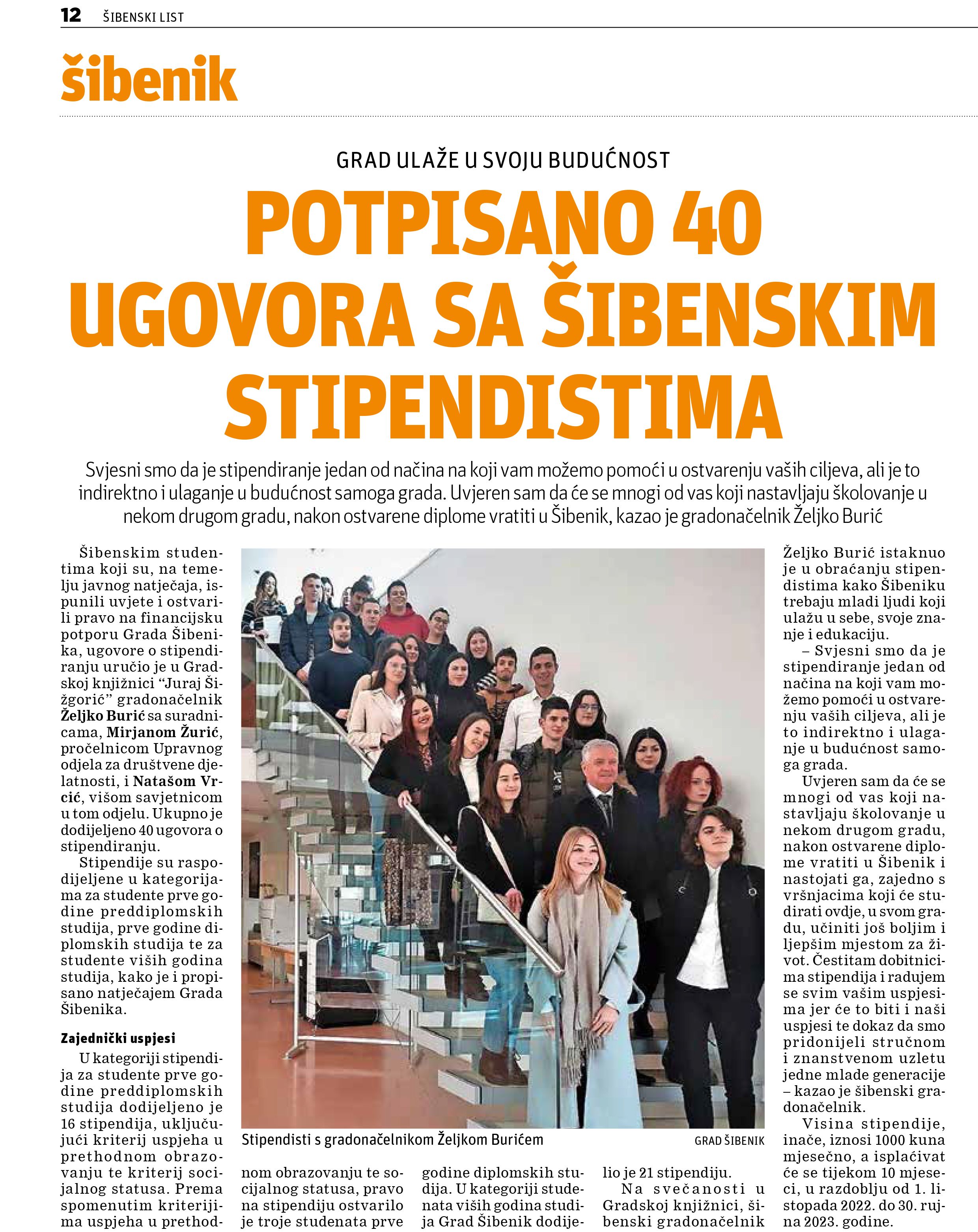 Potpisano 40 ugovora sa šibenskim stipendistima