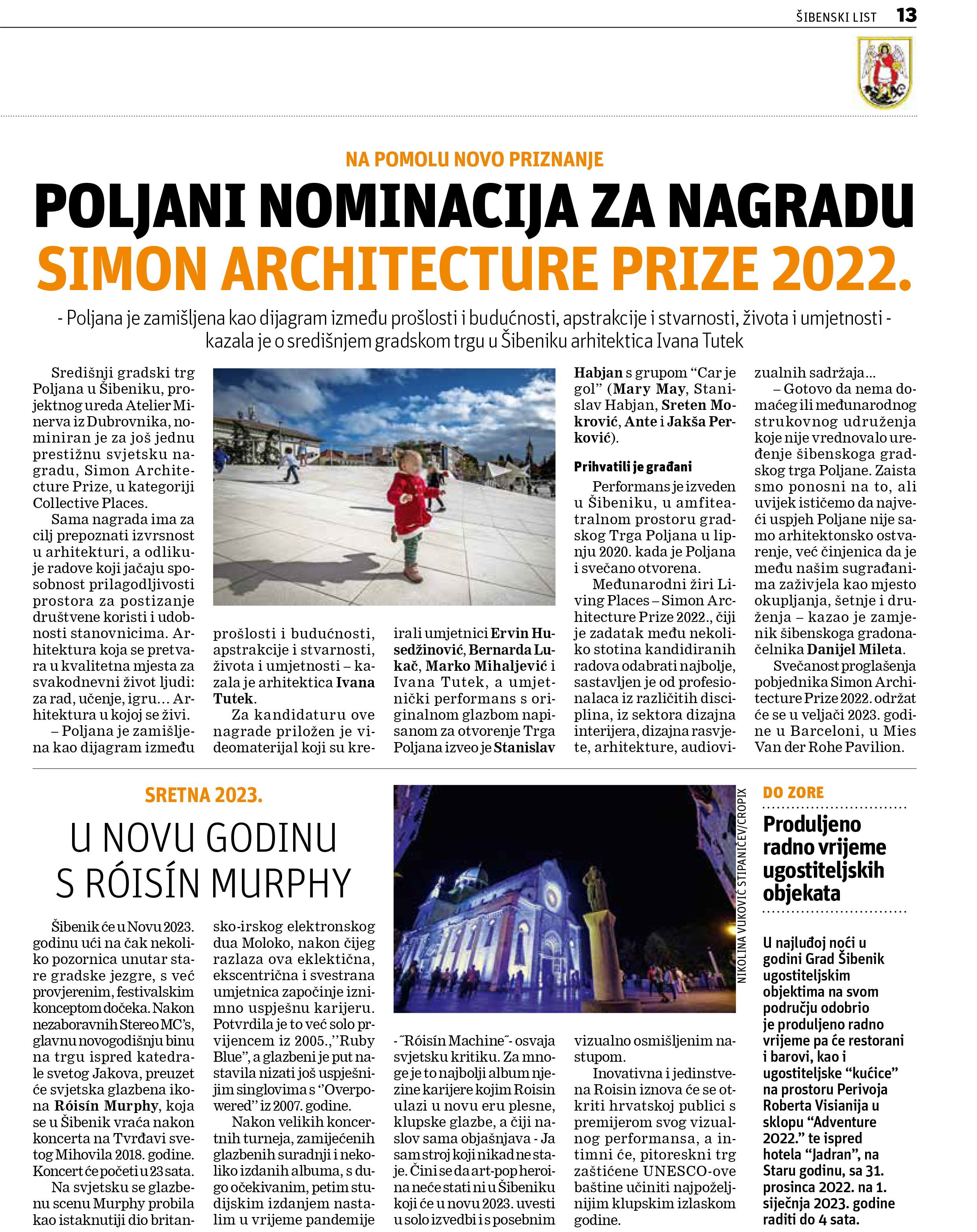 Poljani nominacija za nagradu Simon architecture prize 2022.